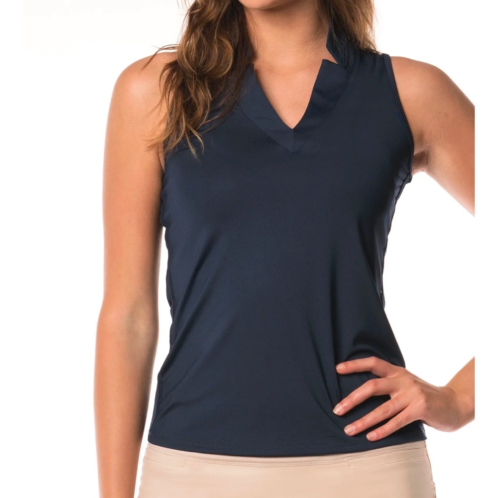 Lucky in Love tennis tank in navy blue. Worn once!